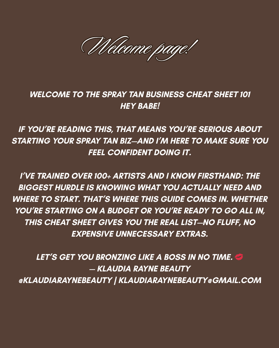 Spray Tan Business Cheat Sheet | The Ultimate Guide